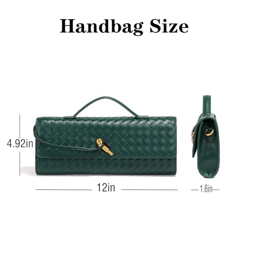 Image of Handmade Woven Evening Bag for Women Casual Clutch Purse Leather Shoulder Handbag Fashion Crossbody Bag