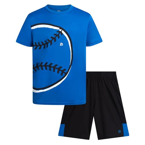Image of RBX Boys Athletic Shorts Set - 2 Piece Active Performance Graphic Tees and Mesh Gym Shorts for Boys With Elastic Waistband