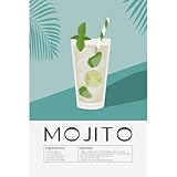 Apportez une touche de décoration haut de gamme à votre intérieur avec le tableau mural cocktail Mojito. Il met en scène un verre de Mojito rafraîchissant, garni de feuilles de menthe fraîches, de glaçons translucides et d'une tranche de citron vert, accompagné d'une paille rayée, sur un fond vert d'eau aux lignes douces. La composition minimaliste et tropicale évoque la fraîcheur, la légèreté et l'esprit estival, apportant une ambiance