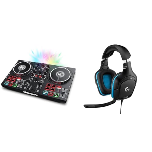 Numark Party Mix II – DJ Controller Pult mit 2 Decks & Logitech G432 kabelgebundenes Gaming-Headset