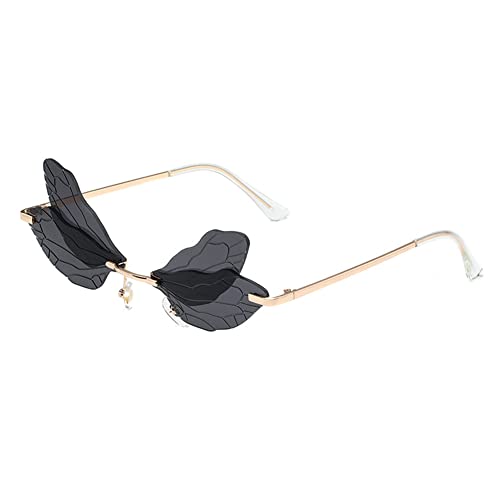 Image of Dragonfly Rimless Sunglasses Wing Shaped Butterfly Fairy Shades Glasses Fashion Party Sunglasses for Women Men