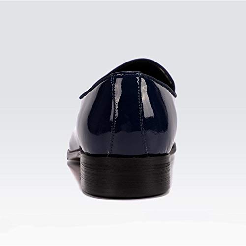 Oxford for Men Casual Loafer Shoes Slip On StyleGenuine Patent Leather&Suede Vamp Metaldecor Pointed Toe Low Top Block Heel Easy Care2