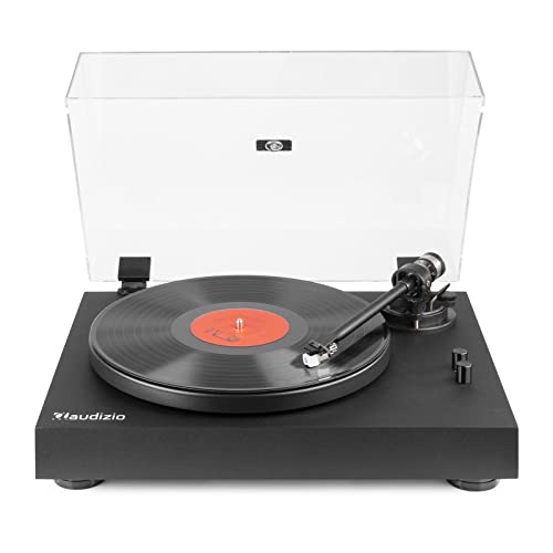 Audizio RP340 Giradiscos Tocadiscos de Alta Gama Hi-Fi HQ con cápsula y Aguja Audio Technica tracción por Correa Anti-Skating y antishock Color Negro Mate