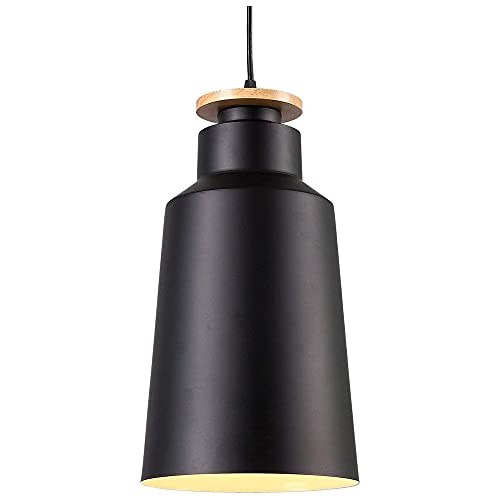 Lámpara colgante nórdica negra con pantalla de aluminio de 7.87 pulgadas Altura ajustable Lámpara colgante de techo moderna Accesorio para comedor Dormitorio Sala de estar Vestíbulo Pasillo Bar
