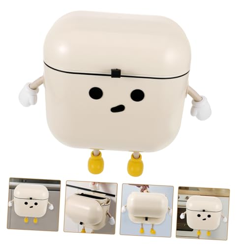 Caneca de Basura de Pared con Tapa Beige de Plástico miniatura 4
