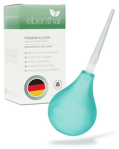 Enema Medico Bulbo de Silicona Premium EBENTHAL VITAL® • Suave, Seguro y Cómoda Ducha Médica • Color Transparente • Juego Completo para Lavado Anal y Lavado Vaginal con Instrucciones