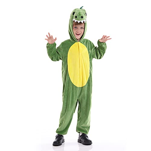 Funivals Plush Crocodile Costume for Unisex Kids Animals Dinosaur Soft Jumpsuit Boys T-Rex Cosplay Outfit for Halloween Christmas (L(for height 45-50))