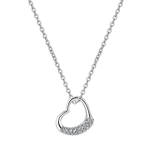 Collier en argent 925 avec pendentif cœur style ras du cou pour femme