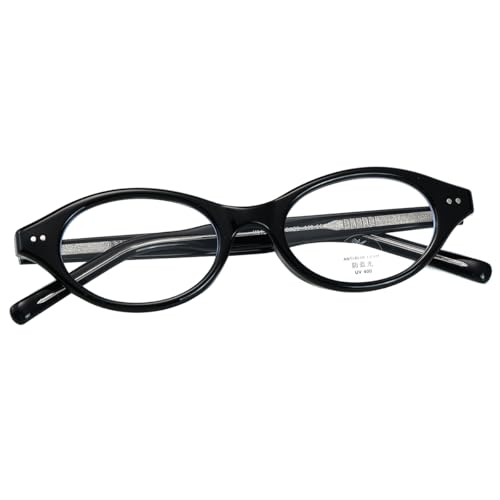 Image of Retro Oval Glasses Frame Men Tr90 Korean Style Women Small Glasses Anti Blue Light Acetate Temple