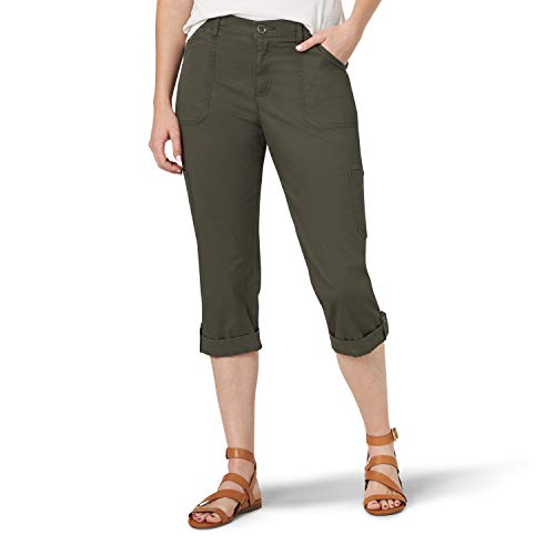Lee Women's Flex-to-Go Cargo Capri Pant, Moss, 12