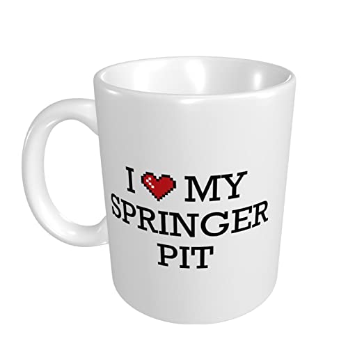 peiyeety Taza gorda divertida I Love My Springer Pit taza tazas de café para parejas divertidos regalos divertidos para hombres