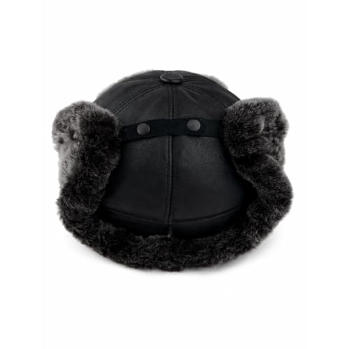 Image of Leather Aviator Russian Ushanka Trapper Shearling Sheepskin Fur Ear Flap Waterproof Winter Hat