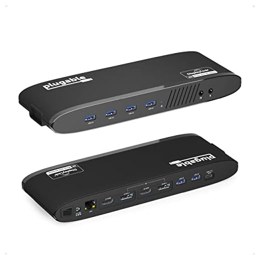 Plugable Universal Laptop Docking Station, 4K Dual Monitor, DisplayPort or HDMI, Windows Mac or ChromeOS Laptops, USB-C or USB 3.0, Adds 2 Displays, Ethernet, Audio, 6 USB Ports