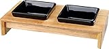 Trixie Napf-Set, Keramik/Holz - für Hunde 2x0,2 l/10 cm, 28x5x15 cm, schwarz