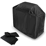 Lfhelper Grillabdeckung Wetterfest Grill Abdeckhaube 210D Oxford-Stoff Grillhaube Schutzhülle für Gasgrill, BBQ Cover Schutzhülle, Sonnenschutz /Regendicht /Staubdicht und Aufbewahrungstasche, Schwarz