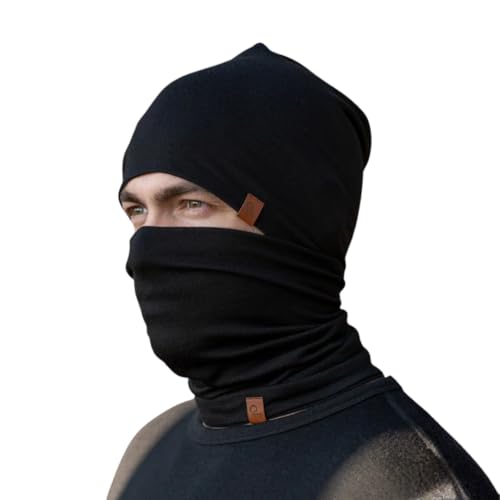 Gorro y polaina menique de lana merino 100% natural y térmica para hombre