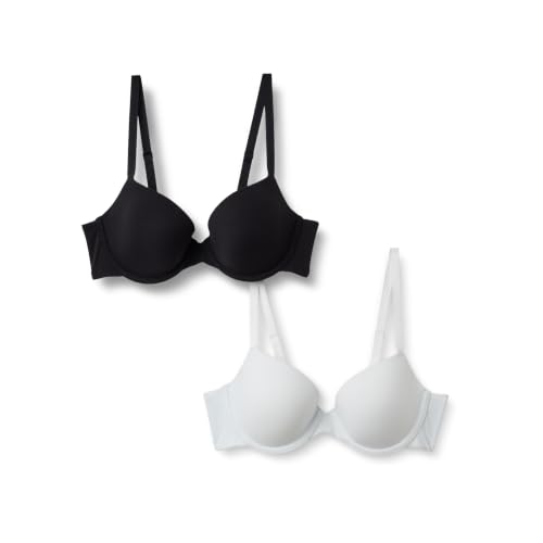 Image of Amazon Essentials Women's Underwire Demi Cup Microfiber Bra with Adjustable Straps, Medium Coverage, Pack of 2