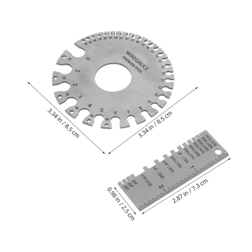 Veemoon 2pcs Calibradores de Grosor de Soldadura de Acero Inoxidable Medidores Precisión para Medición de Alambres de Metal miniatura 2