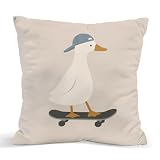 foedor Cute Skateboarding Duck Throw Pillow Cover, Ducks Gifts for Girls Duck Lovers Decorative Throw Pillow...