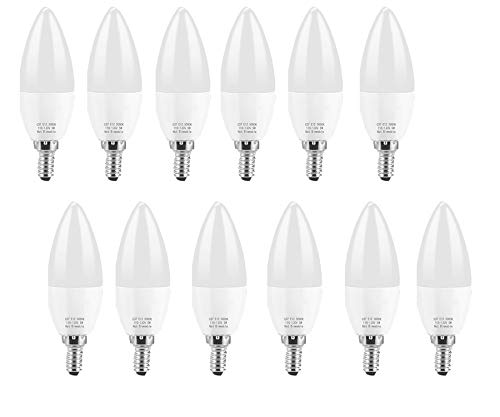 Unilamp E12 Base 12-Pack Candelabra LED Bulbs 6W, 60Watt Equivalent, Daylight White 5000K