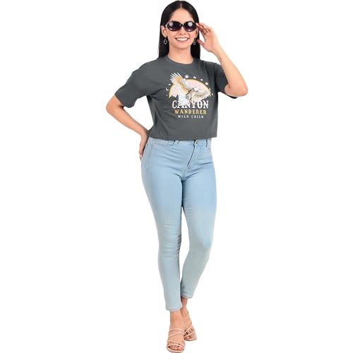 Image of London Hills Women's Cotton Regular Fit Tops || Crop Tops || Tshirt || Tshirt Top || Crop Tshirt