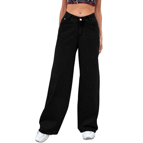 Katchme Jeans, Katchme Women's Straight Leg Jeans Minimalist High Waisted Elastic Casual Denims Pant