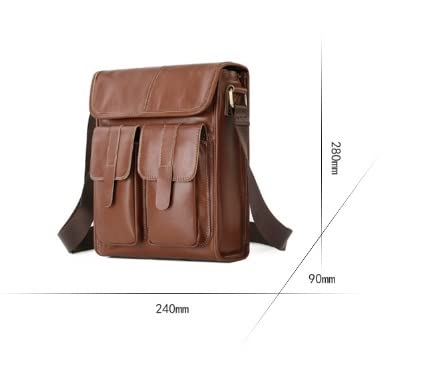 Leather Messenger Bag for Men, Waterproof Vintage Leather Laptop Briefcase, Shoulder Bag for Men (Color : Black)2