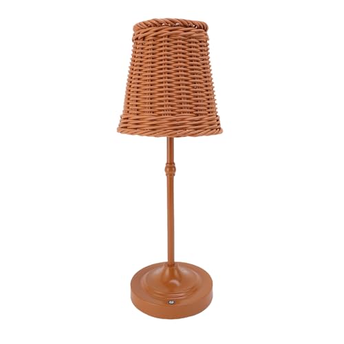 Tnfeeon Rattan-Tischlampe, Kabellose Wiederaufladbare...