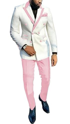 Mi Bo Tong Mens 2 PCS Suit Slim Fit Peak Lapel Suit Business Work Tuxedo Blazer Pants Suits for Wedding Party4