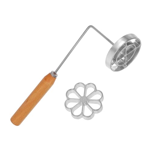 Cabilock 1 Juego Youdun Molde para freír con mango de madera utensilio de cocina herramienta de molde frito molde de bocadillos de bricolaje moldes de aleación de aluminio Silver
