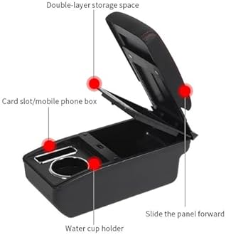for Suzuki Jimny Armrest Box for Suzuki Jimny Car Armrest 1999-2017 Retrofit Parts Arm Storage Box Car Accessories Retrofit Part with USB(A2 Black line NO USB)