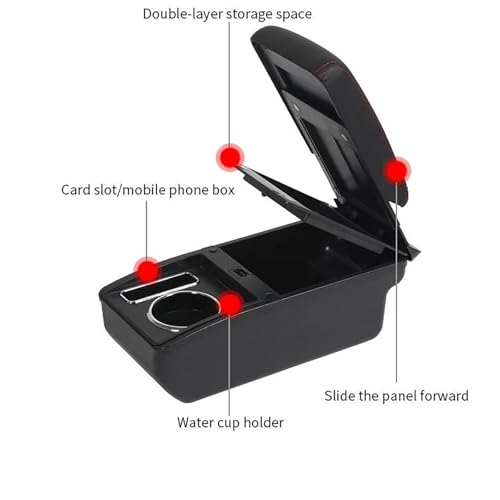 for Suzuki Jimny Armrest Box for Suzuki Jimny Car Armrest 1999-2017 Retrofit Parts Arm Storage Box Car Accessories Retrofit Part with USB(A2 Black line NO USB)