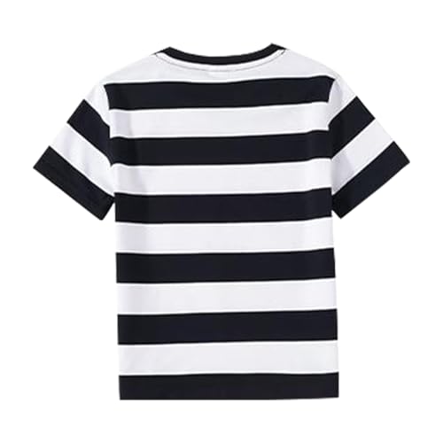 Image of LittleSpring Boys Girls T Shirt Rainbow Striped Cotton Crewneck Tees for Kids Fashion