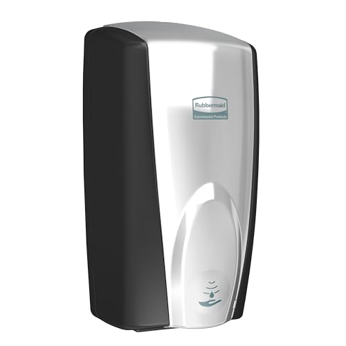 Rubbermaid Commercial Products AutoFoam Hand Soap & Sanitizer Dispenser, Black/Chrome, Touchless, Wall Mount, Battery Operated, for Restrooms in Offices/Hotels/Entertainment/Schools