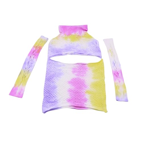 Traje de baño translúcido con rayas arcoíris y efecto Tie Dye 3