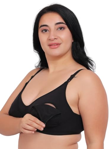 Image of Fabme Maternity & Nursing Bra for Woman||Feeding Bra for Women||Nursing || Non-Padded, Non-Wired || Hosiery Cotton || Seamed || Color Options || Size 30 to 44 || Cup B, C, D, E, F, G, H