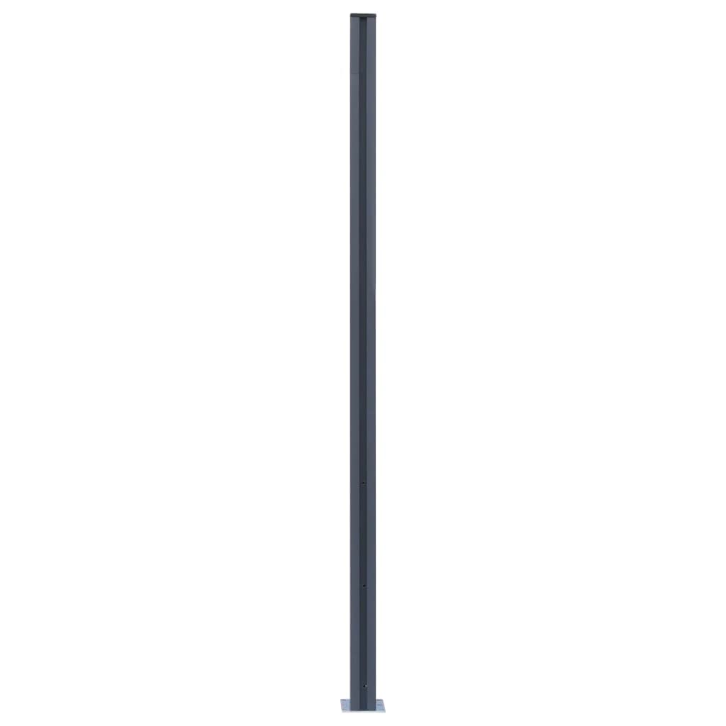 Gartenzaunpfosten mit Kappen aus wetterbeständigem Aluminium, 185 cm hoch in Dunkelgrau, kompatibel für 2 cm dicke Zaunbretter, 2 Stück