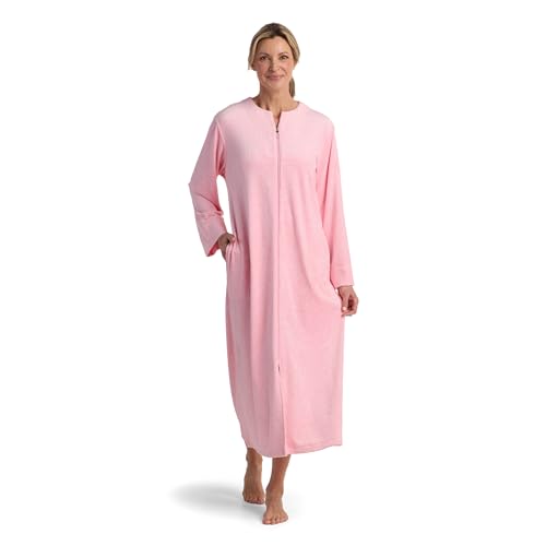 Miss Elaine Women's Fleece Robe, Long Length and Zipper Front with Long Sleeves, Pockets, Sleepwear and Loungewear