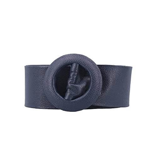 Cinto Feminino em Faixa de Couro Legítimo Fivela Encapada Passante Redonda Tamanho U L 6,5cm 3139092