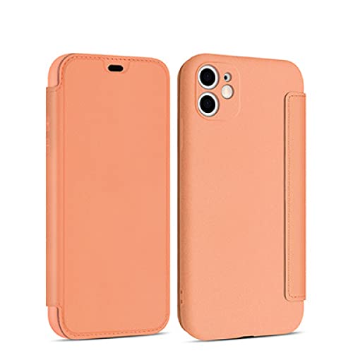Étui en silicone liquide iPhone 12 Pro Max orange avec clapet et fente pour carte