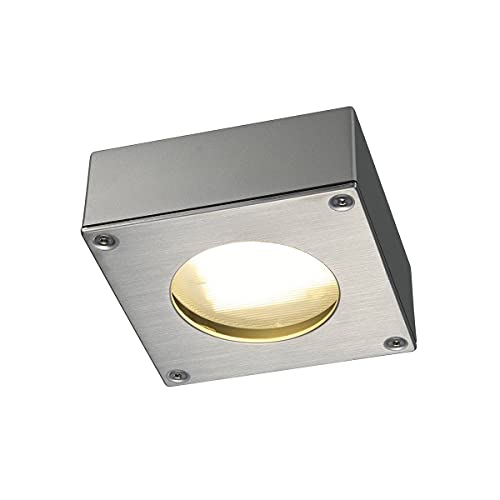 SLV Plafonnier ou applique en saillie QUADRASYL 44/Éclairage pour murs; allées; entrées; spot LED d'extérieur; lampe en saillie d'extérieur; lampe de jardin; projecteur plafond/GX53 IP44 9W gris