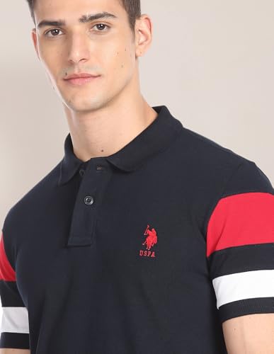 Image of U.S. Polo ASSN. Solid Slim Fit Polo T Shirts for Men - 100% Cotton, Half Sleeves Mens Tshirt