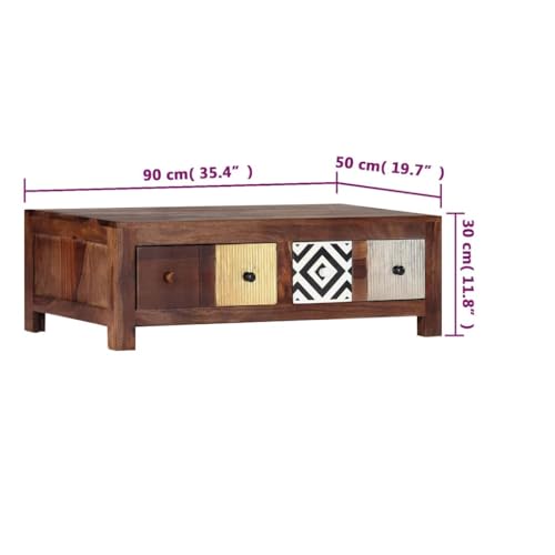 Table basse bois massif acacia pour optimiser le rangement du salon - 3