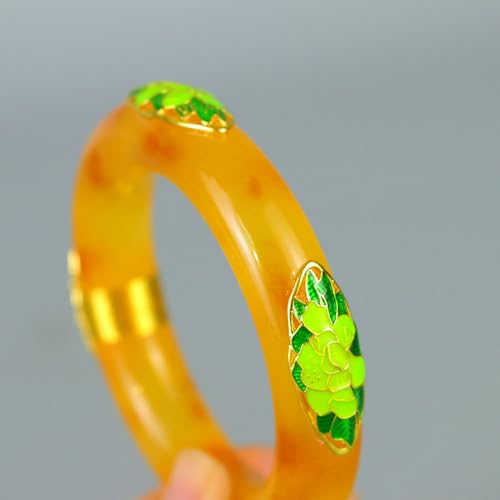 Bracelet en jade pour femmes YZCIS jonc chic avec or incrusté