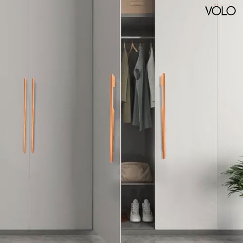 Image of VOLO Aluminium Wardrobe Handle - Elegant Pull Handle for Wardrobe Doors, Cabinet Doors, and Drawers in Kitchen, Office, and Bedroom (Pack of 2 Pieces) (SAC-40 Rose Gold 18 Inch (450mm))