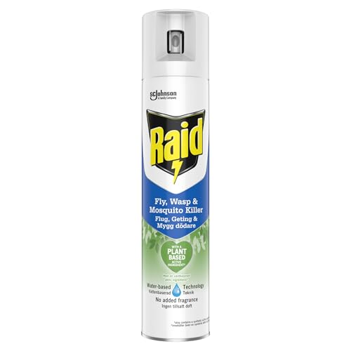 Raid Plant Based Wasp & Mosquito Killer Aerosol Fly Killer Spray For Indoor Use Made with Naturally Derived Botanical Ingredients 300 ml
