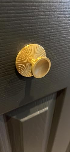 LBFEEL 4 Pack Brass Backplate with Gold Knob Cabinet Pulls Brushed Brass Drawer Dresser Knobs Kitchen Cabinet Handle Hardware (4, Gold)
