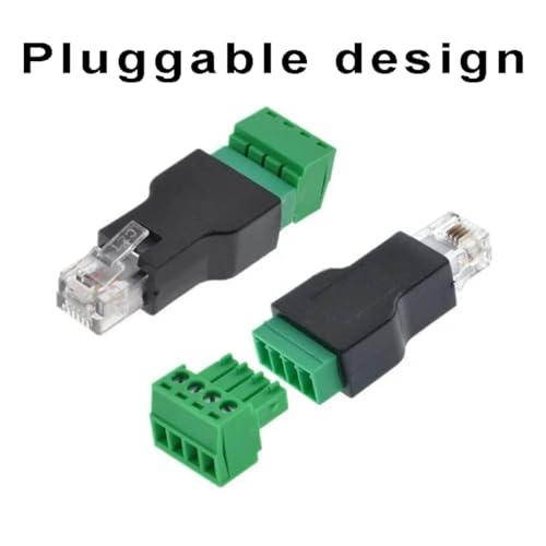 Adaptador Conector RJ11 Macho a Terminal de Tornillo 4 Pines x2 miniatura 5