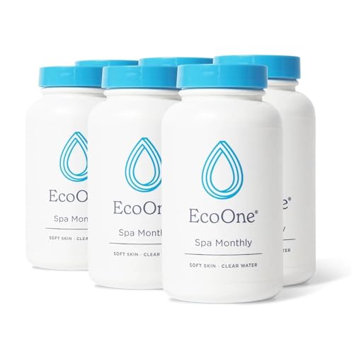 EcoOne Spa Monthly | Gentle All-Natural Spa Treatment | Conditioning Hot Tub, Pool, & Spa Cleaner | Above, In-Ground, or Inflatable Hot Tub Cleaner Stabilizes pH & Alkalinity, 8 Oz, (6-Pack)