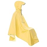 Lightweight Cycling Rain Poncho Hooded Rain Coat Cape with Reflective Stripe for Bikes (Yellow)